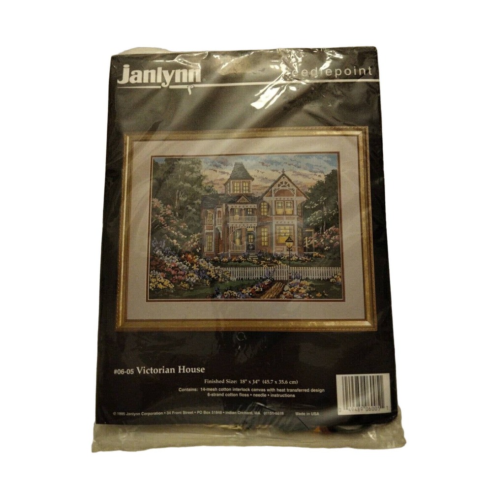 1995 Janlynn cross stitch kit Victorian House # 06-05 18"X 14"